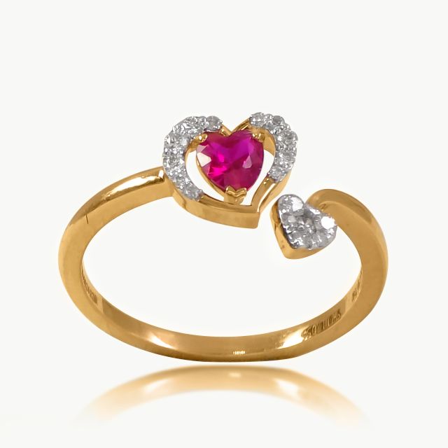 Red Heart Diamond Ring