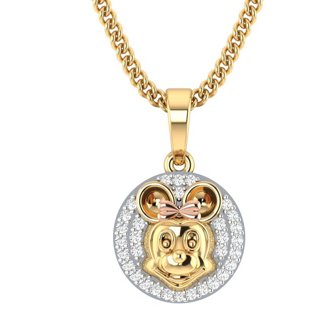 Minnie Mouse Diamond Pendant For Kids