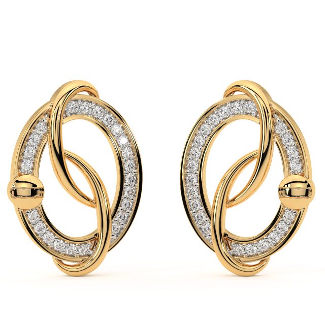 Evergreen sheen Gold Diamond Earrings