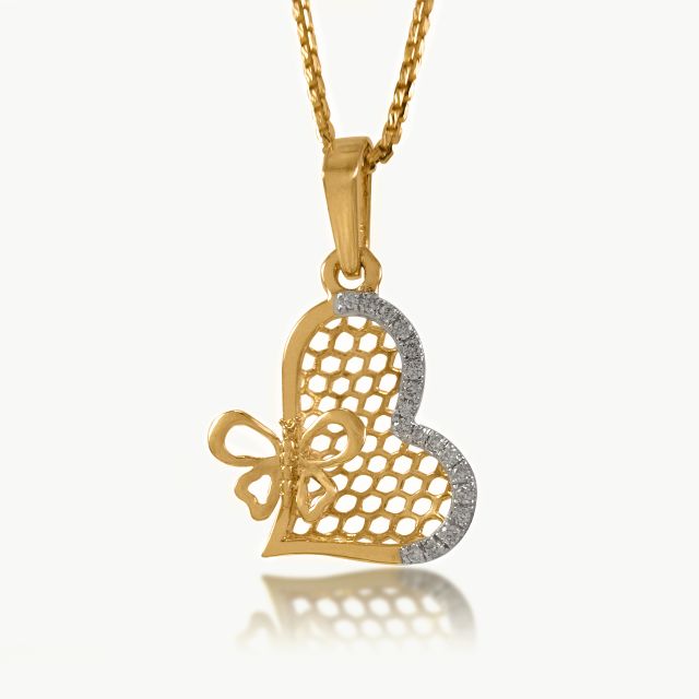 Butterfly Heart Diamond Pendant