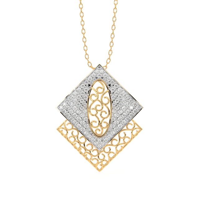 Lace It Up Square Diamond Pendant