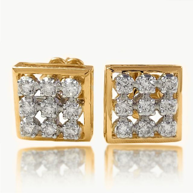 Isla Squared Box Design Diamond Earrings