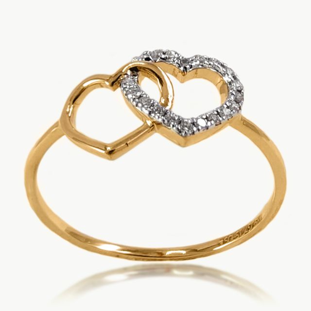 Asaiah Two Heart Design Round Diamond Rings