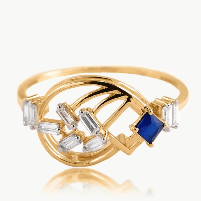 Varnit Designer Diamond Ring With Blue Coloured Stone