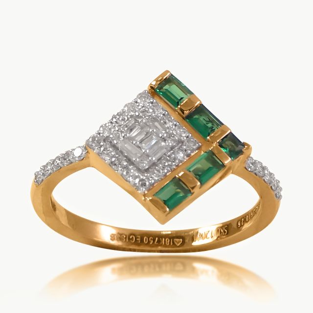 Green Stone Diamond Rings