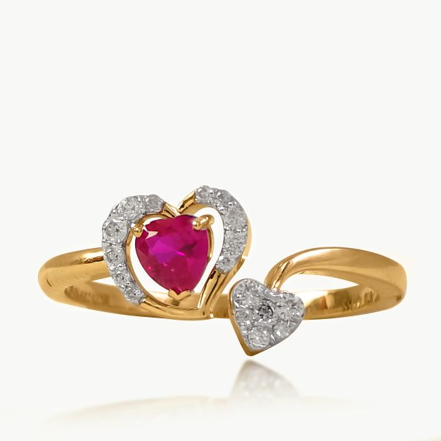 Red Heart Diamond Ring