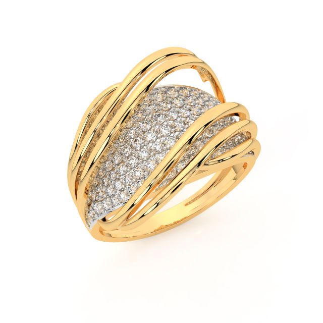 Stylish Waves Diamond Ring