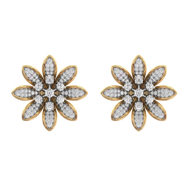 Garnet Round Diamond Stud Earrings