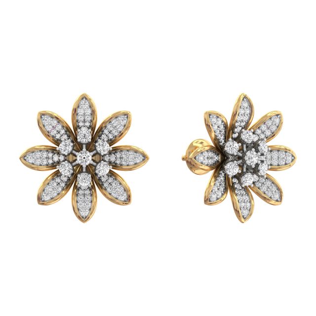 Garnet Round Diamond Stud Earrings