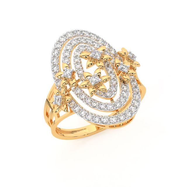 Oval Floral Design Diamond Ring