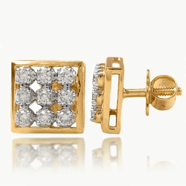 Isla Squared Box Design Diamond Earrings