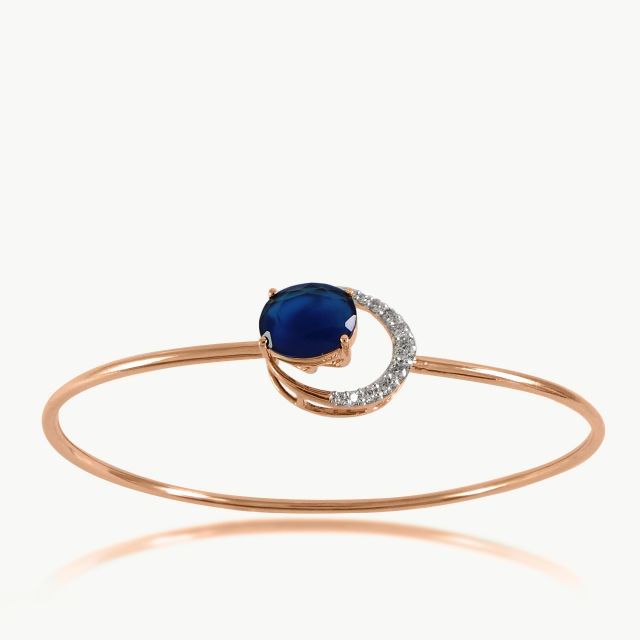 Blue Oval Design Diamond Bracelet
