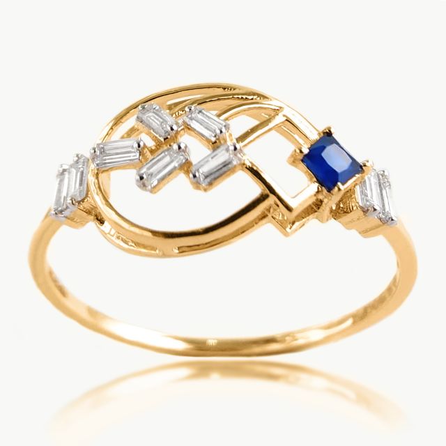 Varnit Designer Diamond Ring With Blue Coloured Stone