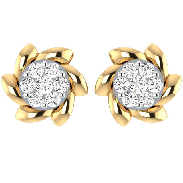 Allison Round Dimond Stud Earring