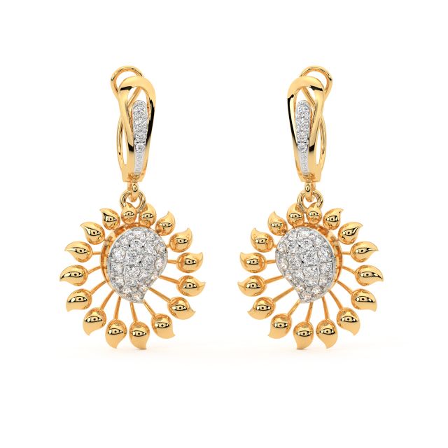 Spike Leaves Design Diamond Earrings