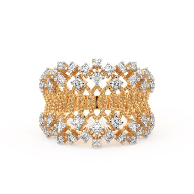Stylish Border Diamond Engagement Ring