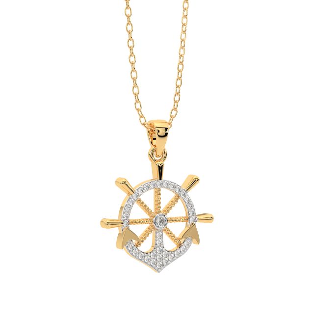 Anchor Wheel Diamond Pendant