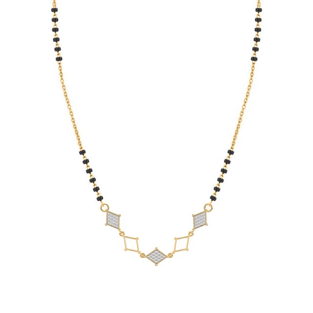 Rhombus Design Diamond Mangalsutra With Chain