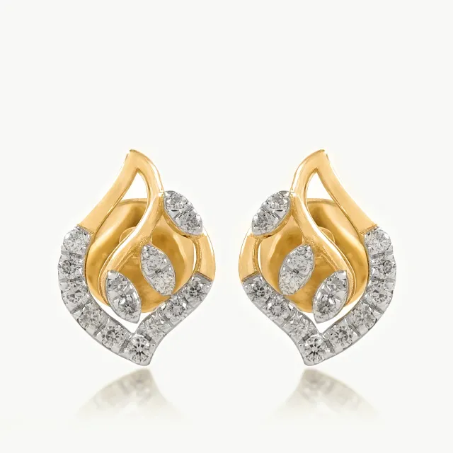 Diamond Leaf Swirl Earrings
