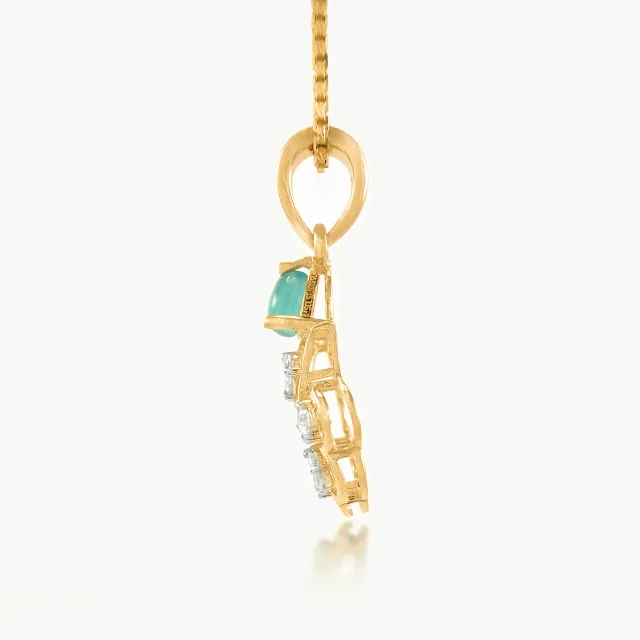 Green Roseleaf Sparkled Diamond Pendant