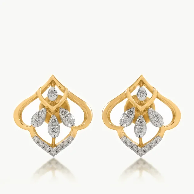 Lotus Crest Diamond Earrings