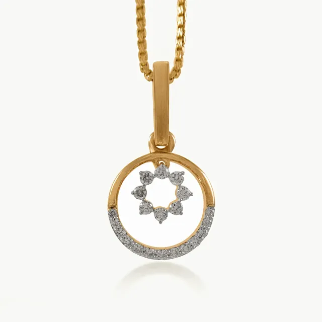 Orbital Diamond Flower Pendant