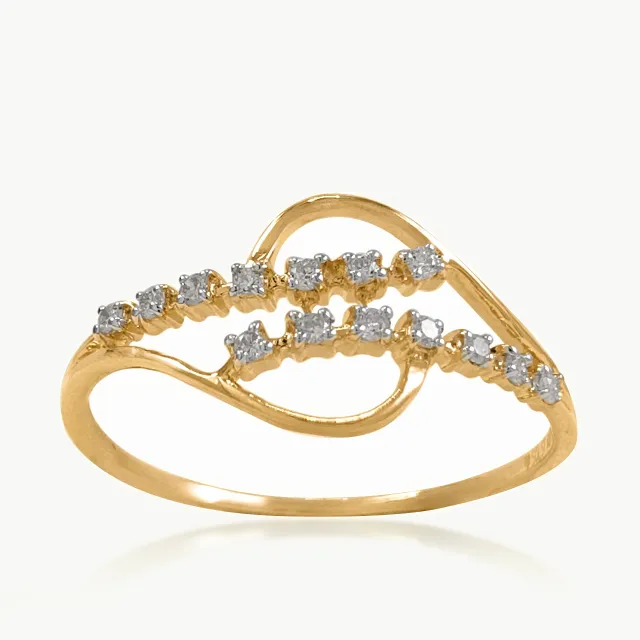 Parallel Locked Diamond Line Dainty Ring