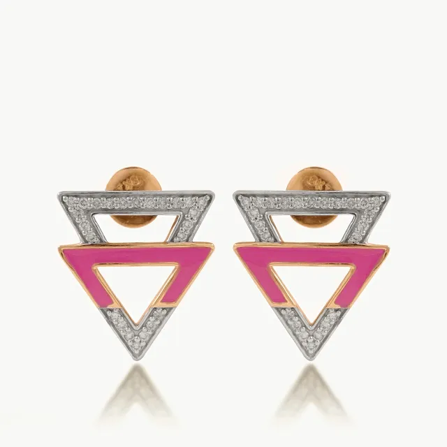 Pink Stylish Diamond Stud Earrings