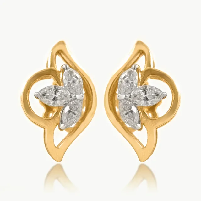 Side Flower Design Diamond Earring