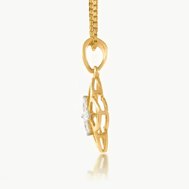 Side Flower Design Diamond Pendant