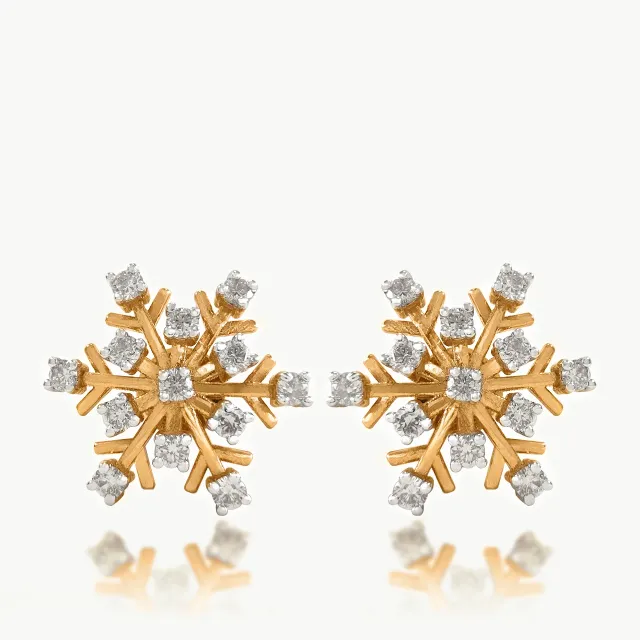 SnowFlake Design Diamond Stud Earrings