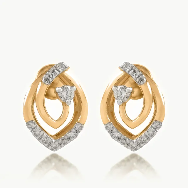 Swirl Vine Leaf Diamond Earrings