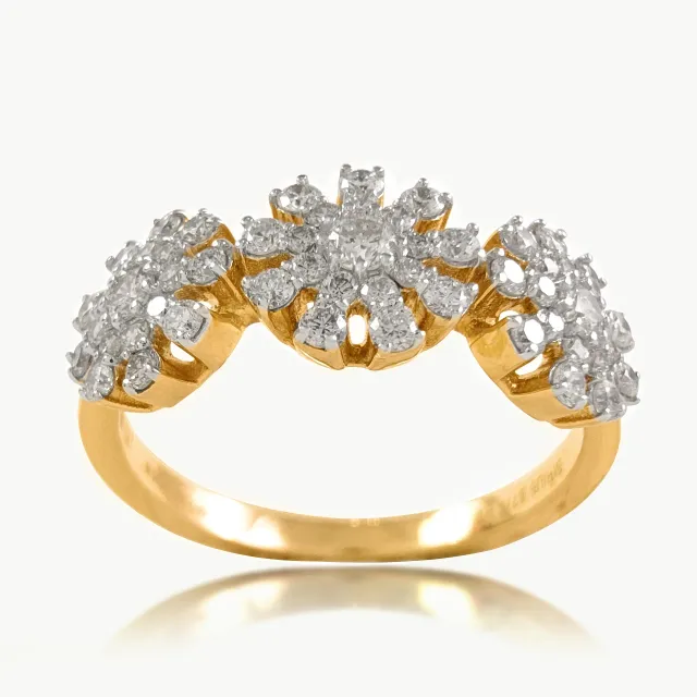 Trio Flower Gold Diamond Rings