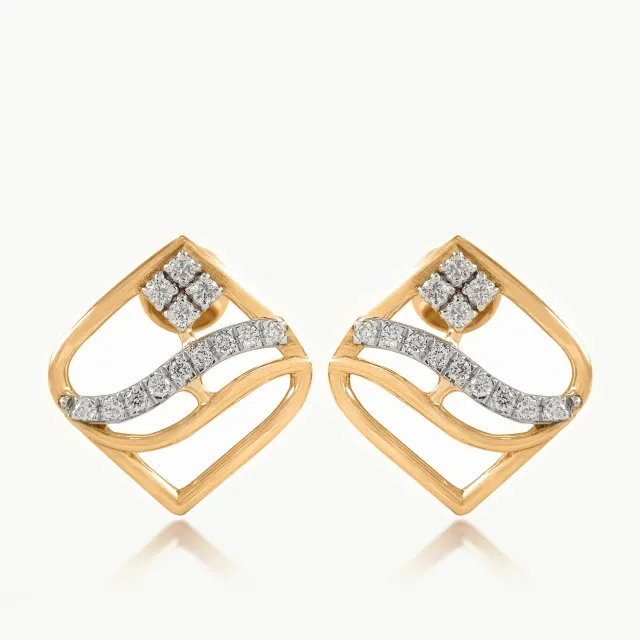 Wavvy Flower Diamond Earrings