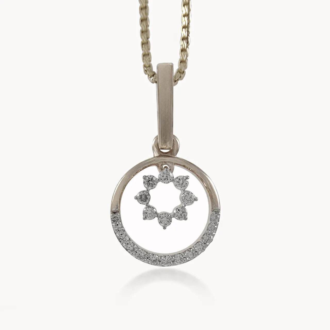 Orbital Diamond Flower Pendant