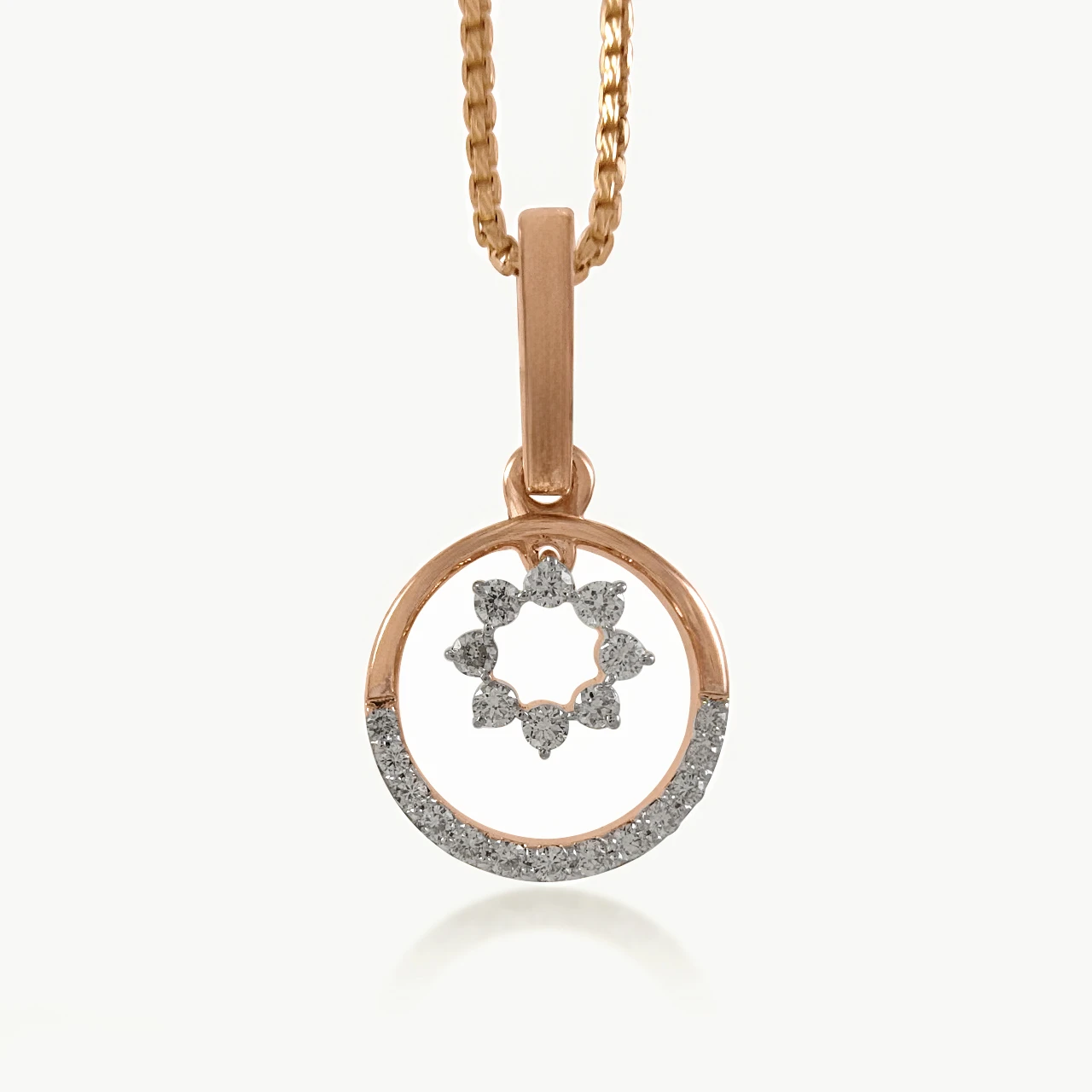 Orbital Diamond Flower Pendant