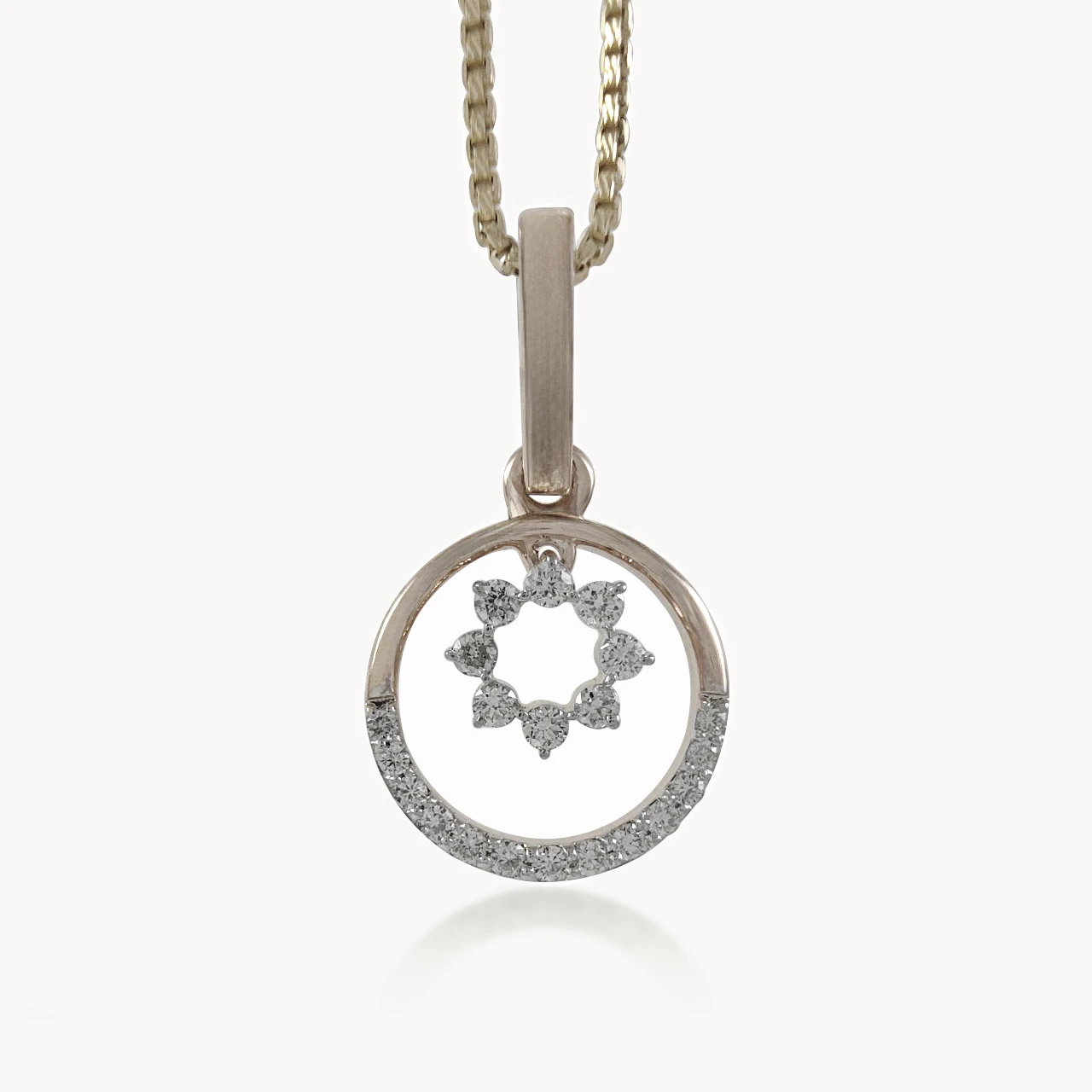 Orbital Diamond Flower Pendant