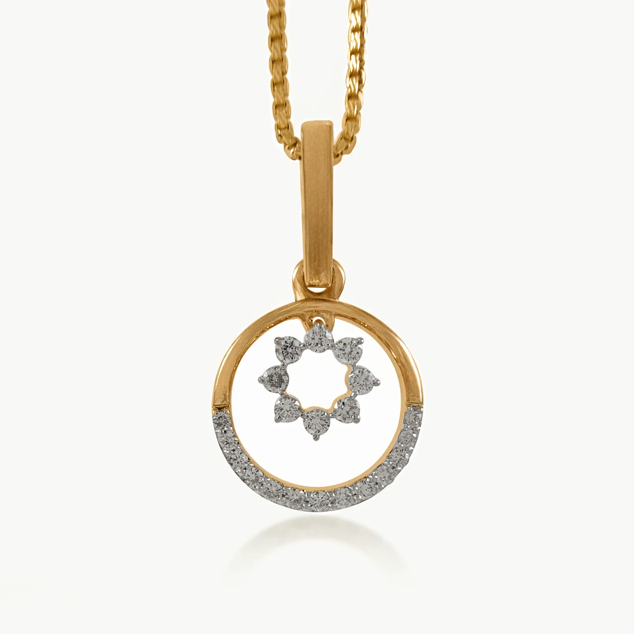 Orbital Diamond Flower Pendant