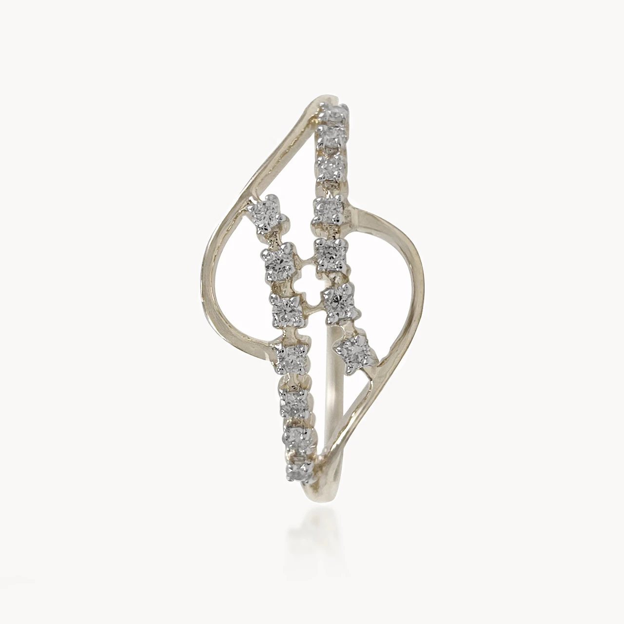 Parallel Locked Diamond Line Dainty Ring