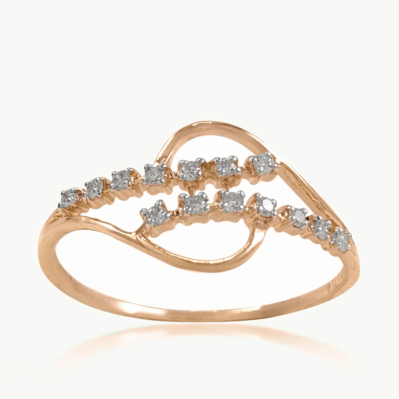 Parallel Locked Diamond Line Dainty Ring