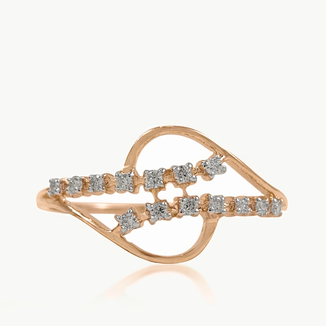 Parallel Locked Diamond Line Dainty Ring