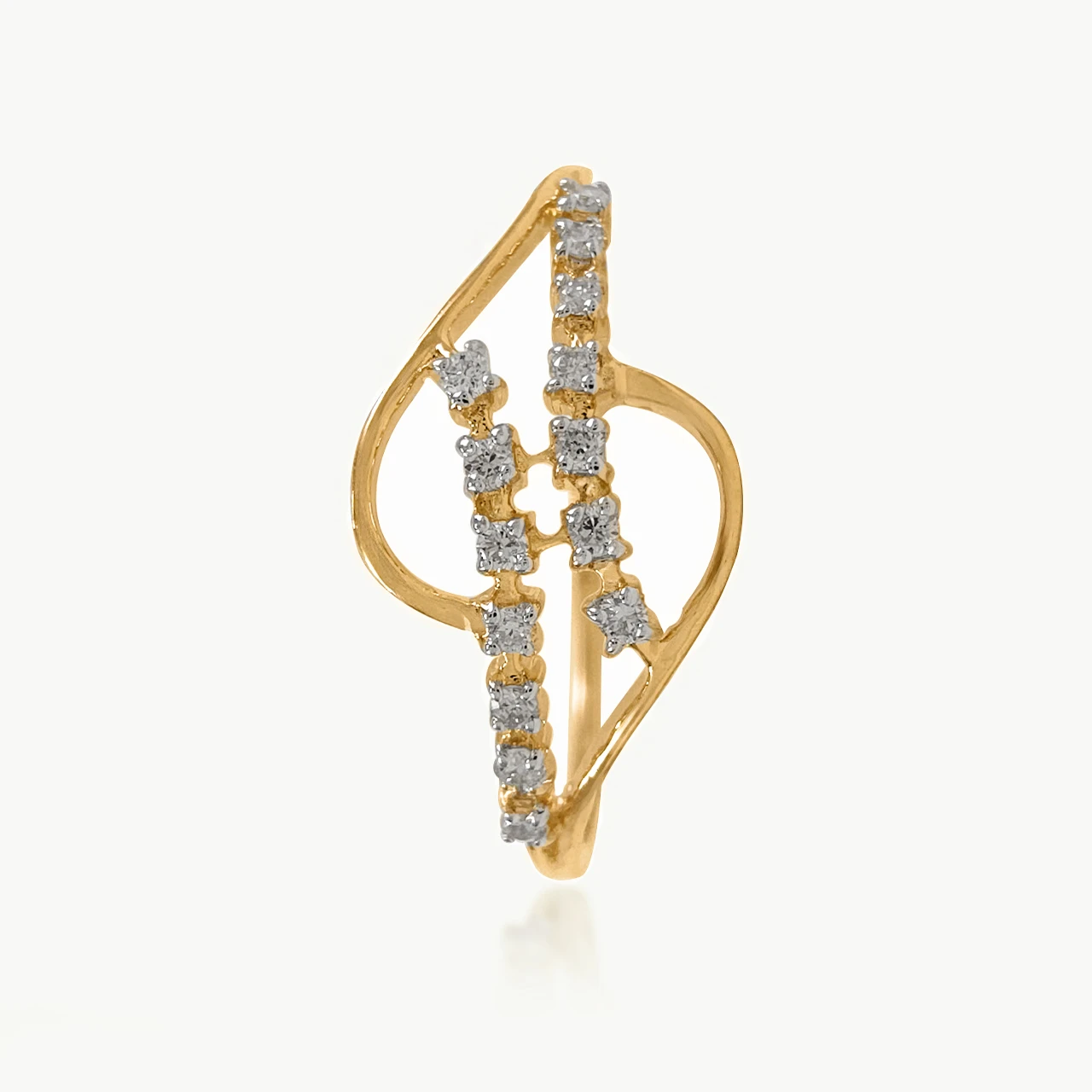 Parallel Locked Diamond Line Dainty Ring