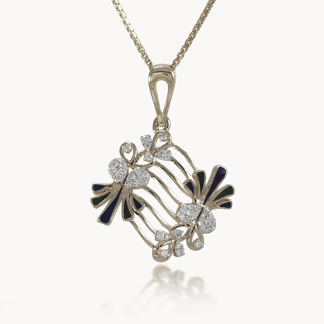 Peacock's Crest Diamond Pendant