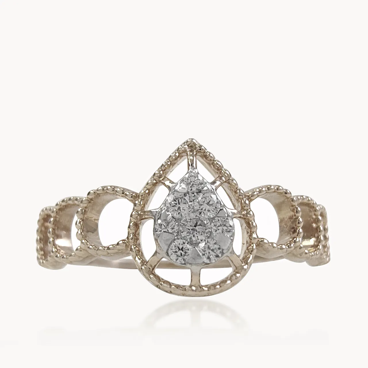 Pear Centered Diamond Dainty Ring