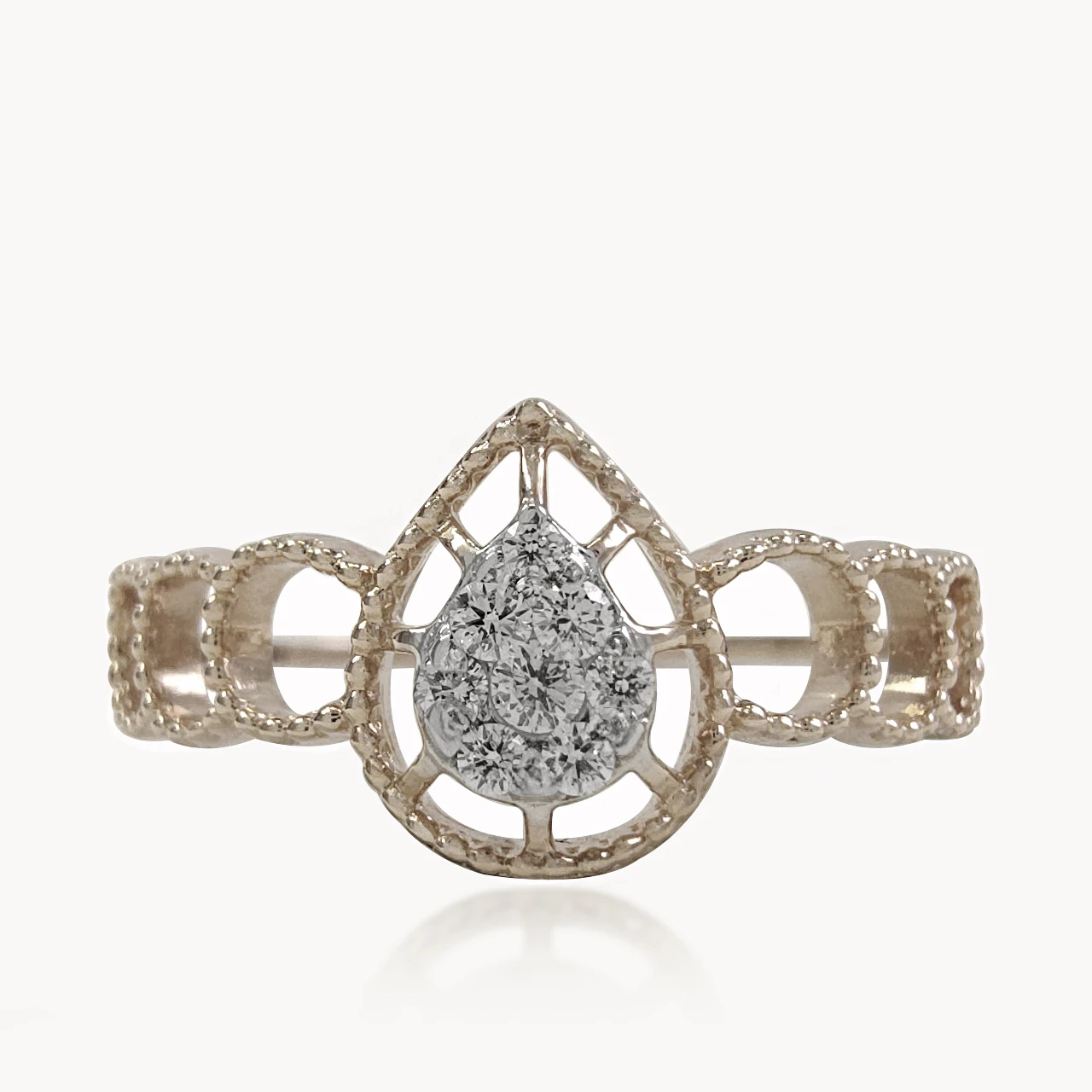 Pear Centered Diamond Dainty Ring