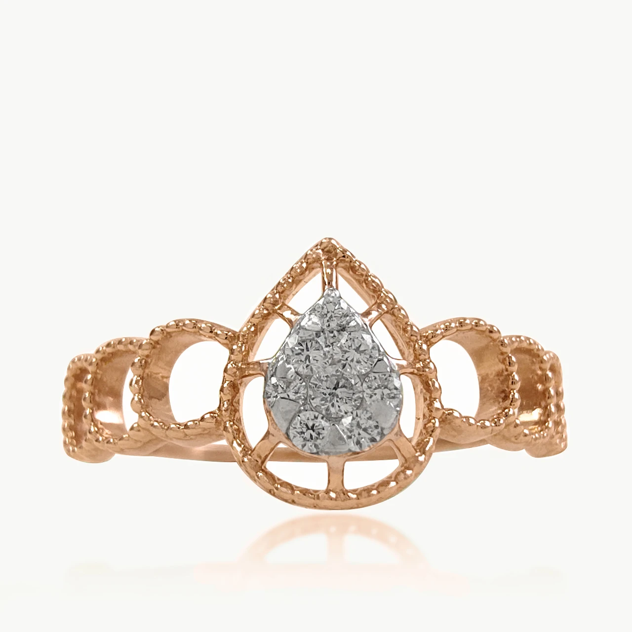 Pear Centered Diamond Dainty Ring