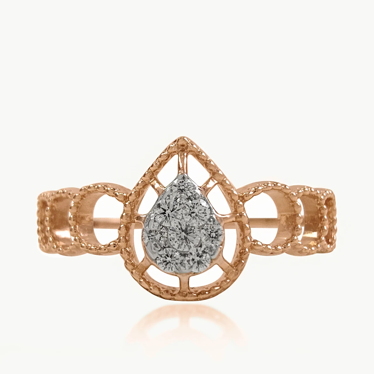 Pear Centered Diamond Dainty Ring