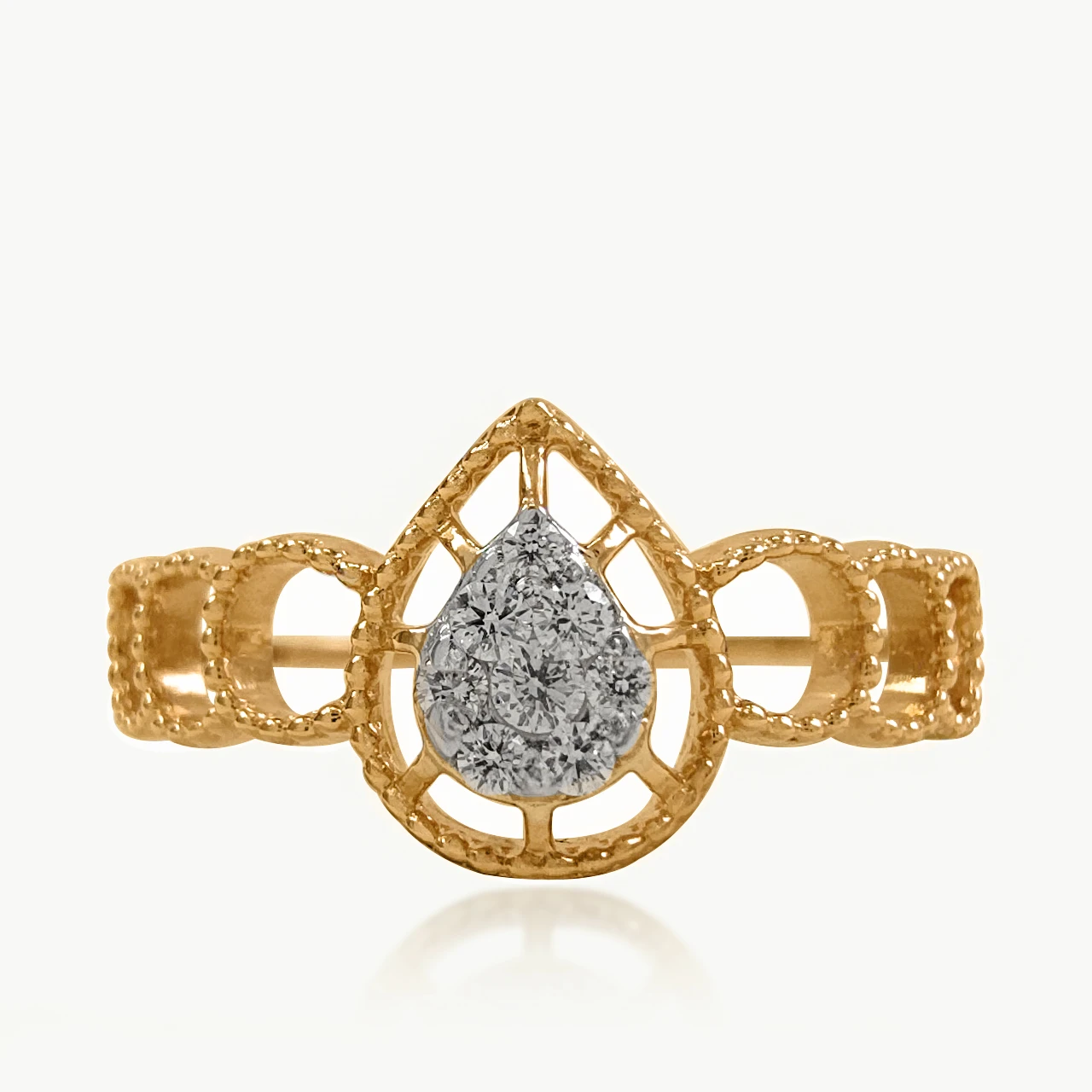 Pear Centered Diamond Dainty Ring