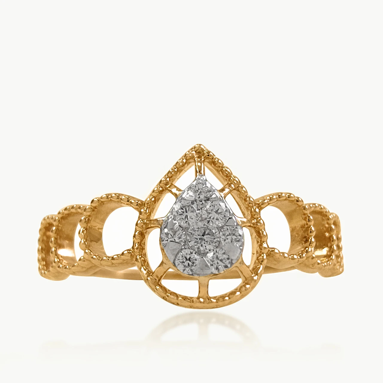Pear Centered Diamond Dainty Ring