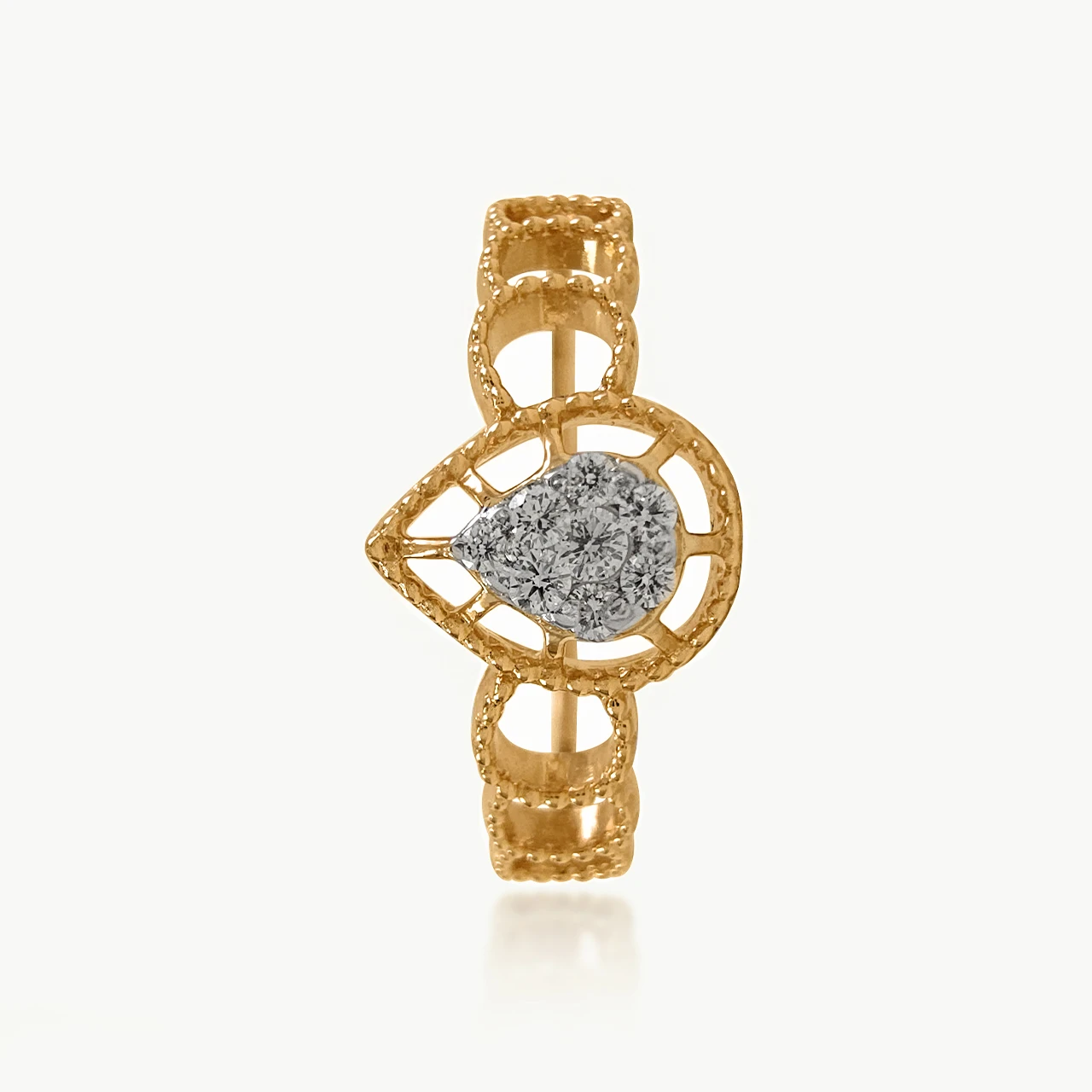 Pear Centered Diamond Dainty Ring